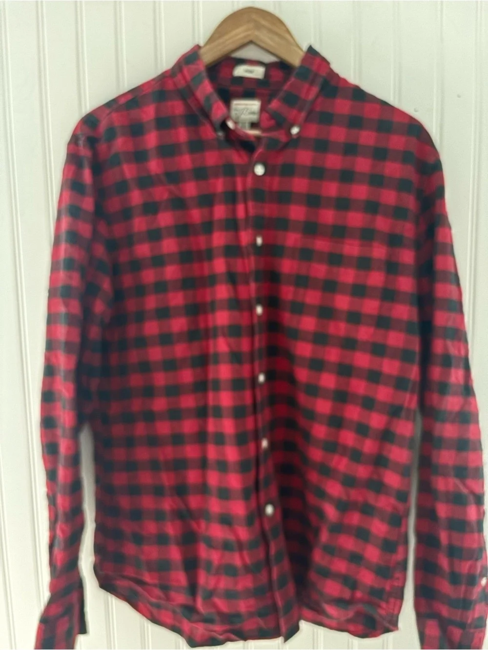 J. Crew Red and Black Buffalo Plaid Button-Down Shirt slim Fit